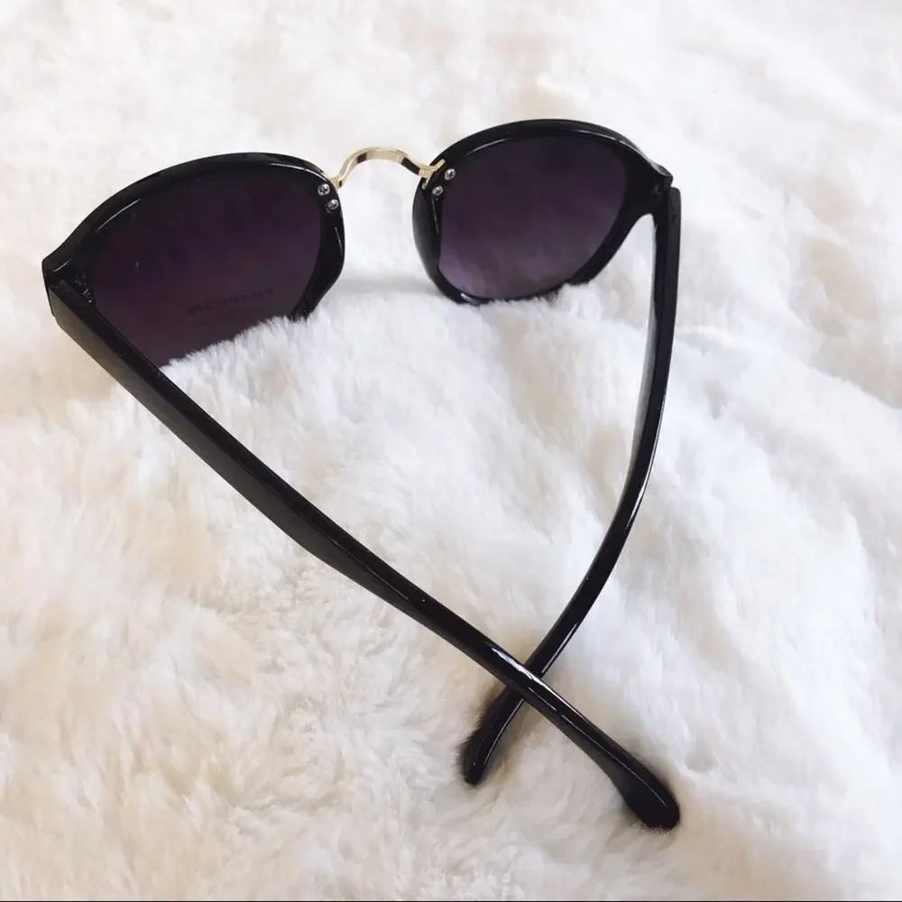 Mya Black & Gold Round Fashion Sunglasses